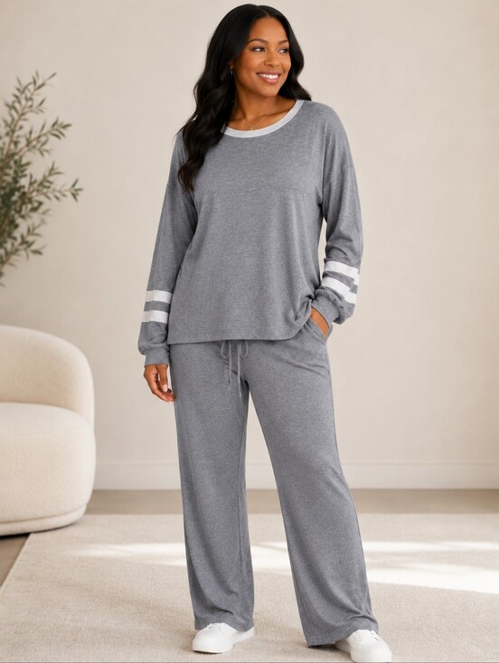 None Pants - Womens 2 Piece Crewneck Long Sleeve Wide-Leg Sweatsuit Sz XL - NWOT